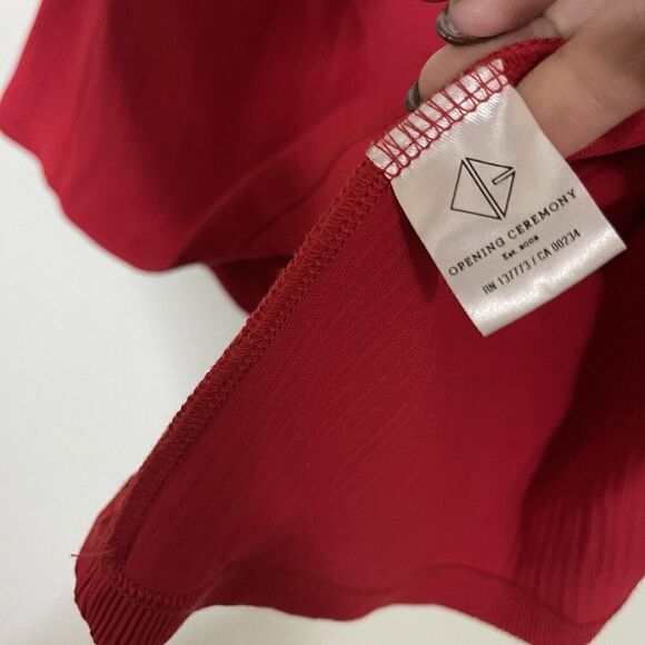 OPENING CEREMONY red ribbed pleated flare mini dress size XS - Picture 2 of 6